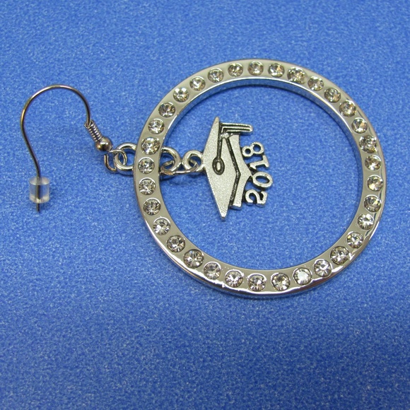 Graduation Gift Class of 2018 Earrings Platinum Pl - Picture 6 of 8